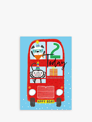 Laura Darrington Design Red Bus 2nd Birthday Card
