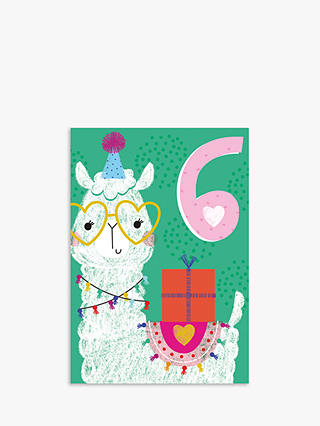 Laura Darrington Design Llama 6th Birthday Card