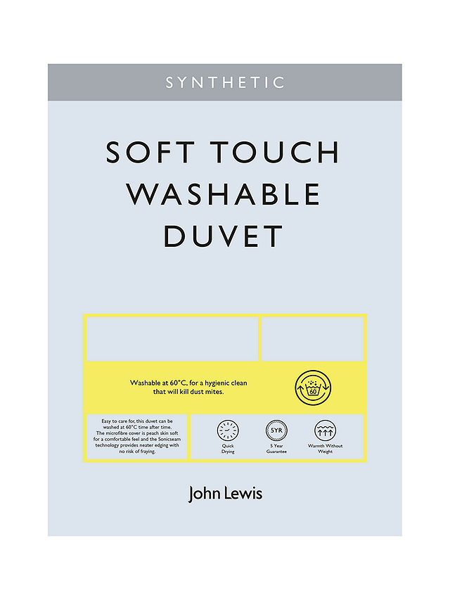 John Lewis Synthetic Soft Touch Washable Duvet, 15 Tog, Double