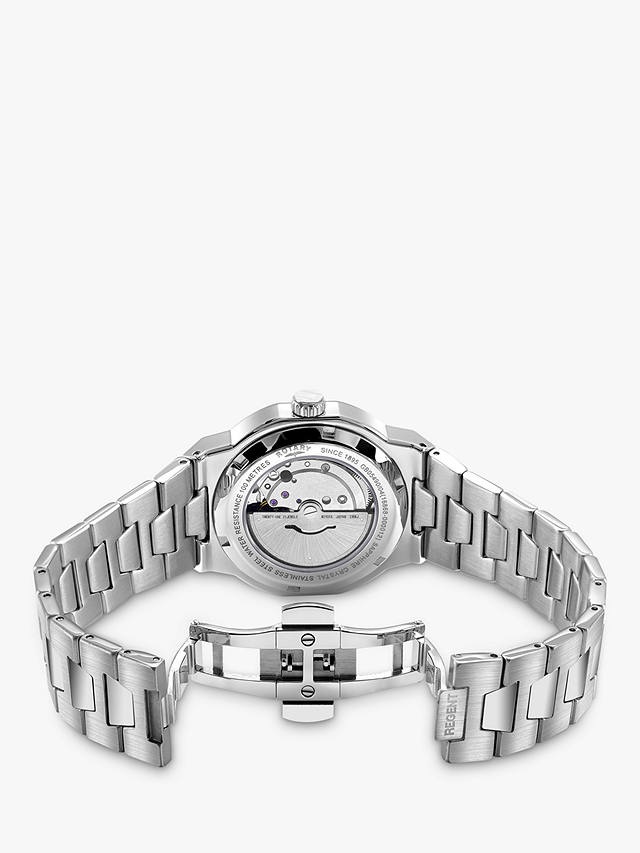Rotary Men's Regent Automatic Day Date Bracelet Strap Watch, Silver/Black GB05490/04