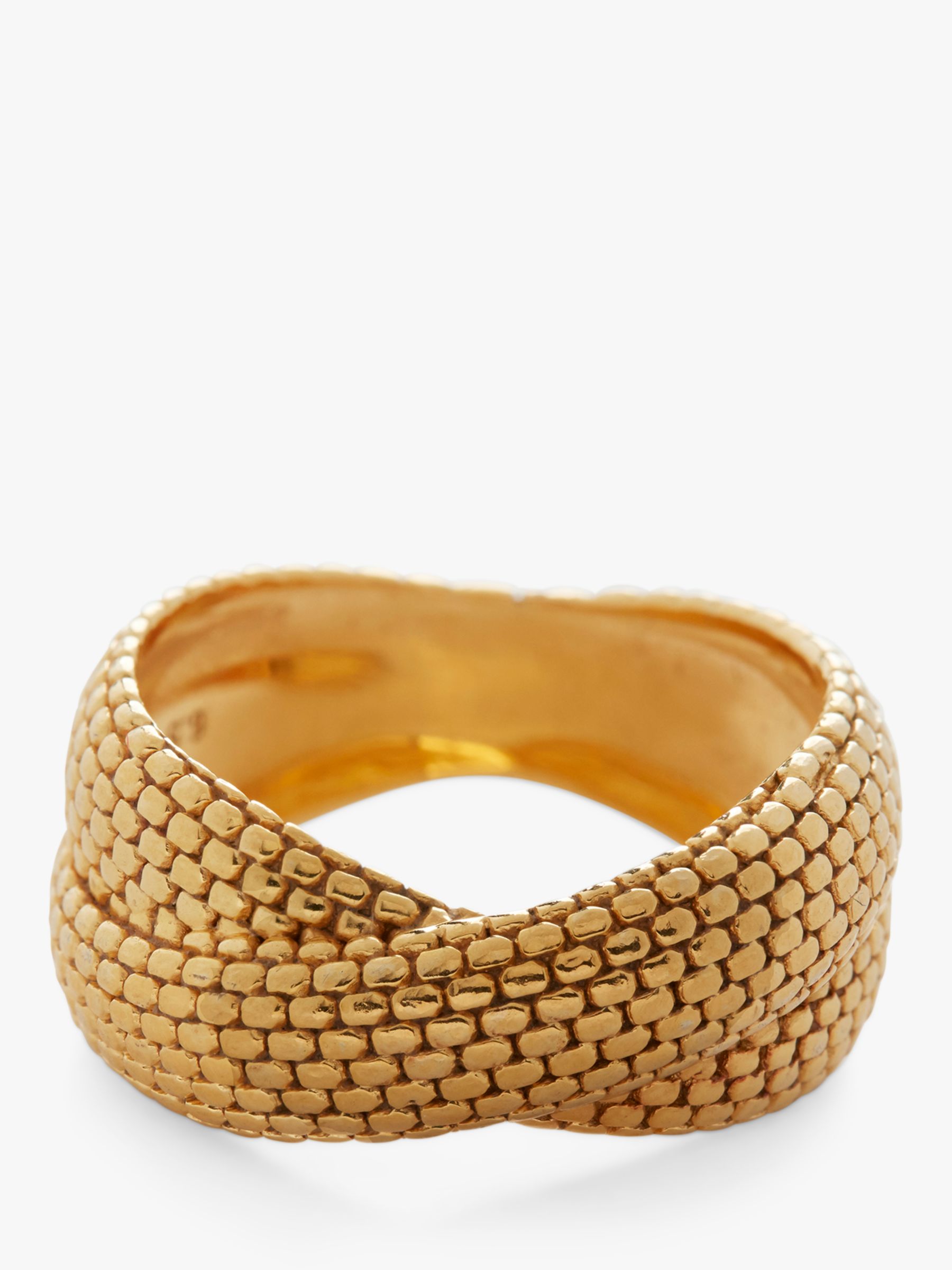 Monica Vinader Heirloom Woven Cross Ring, Gold, L