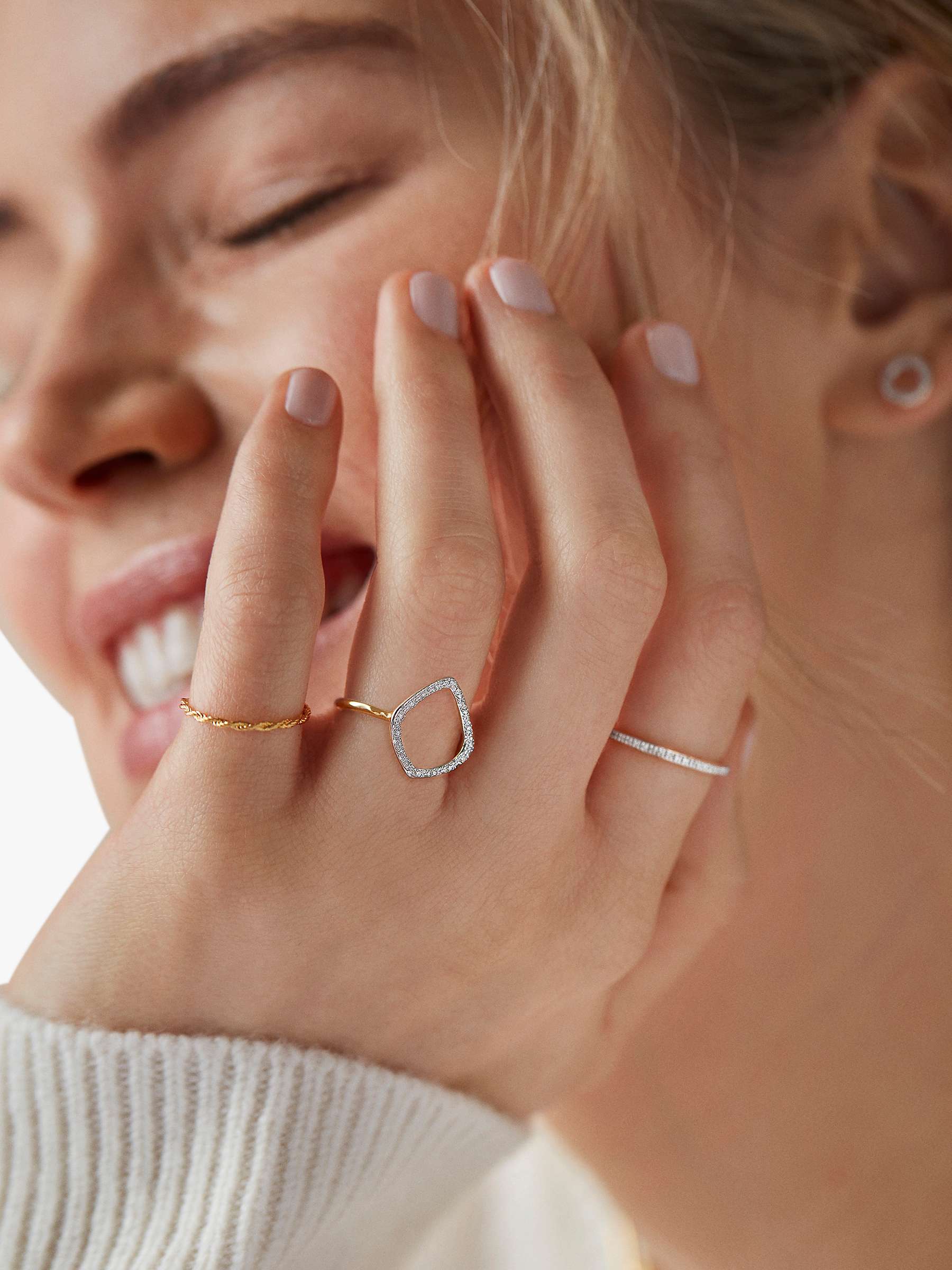 Buy Monica Vinader Skinny Diamond Ring, Gold Online at johnlewis.com