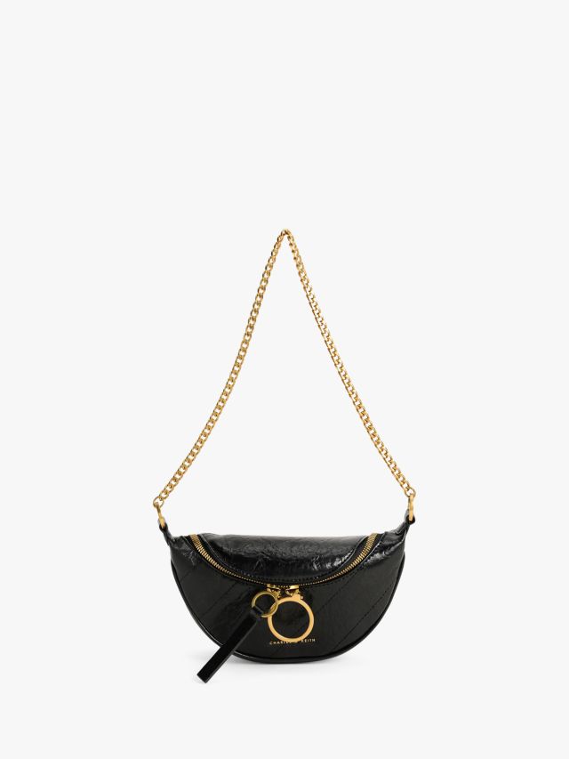 CHARLES KEITH Crescent Faux Leather Cross Body Bag Black