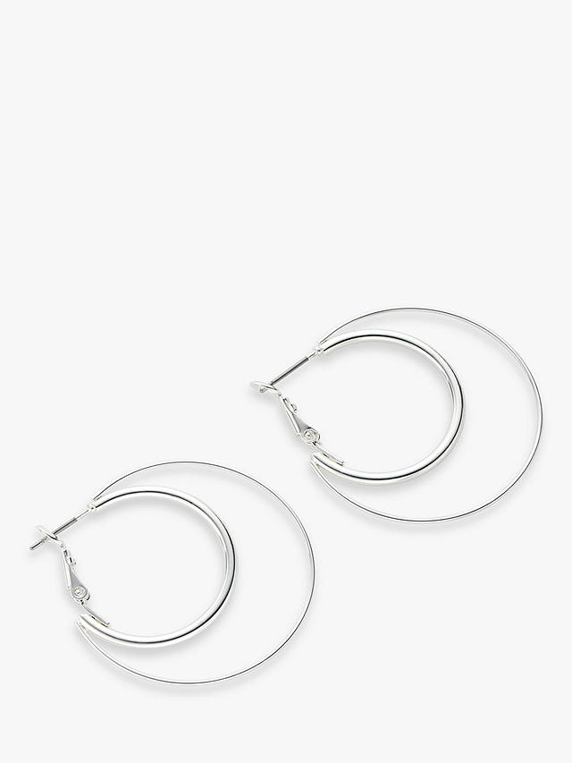 John Lewis Double Hoop Earrings, Silver