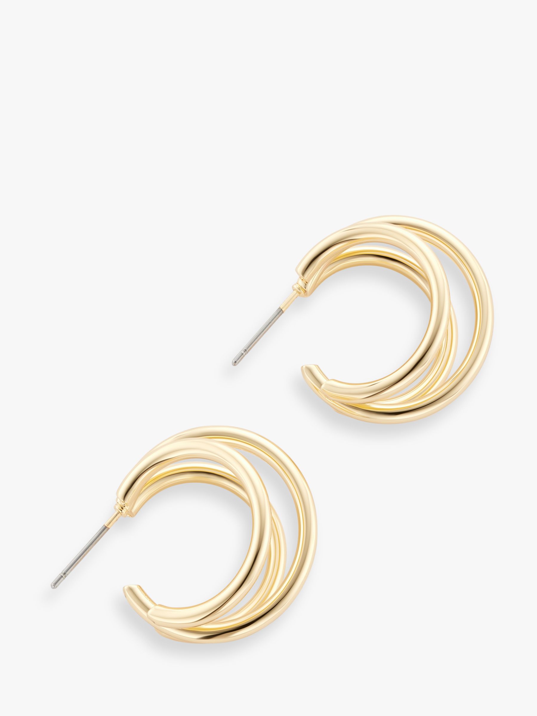 John Lewis Polished Triple Hoop Earrings, Gold