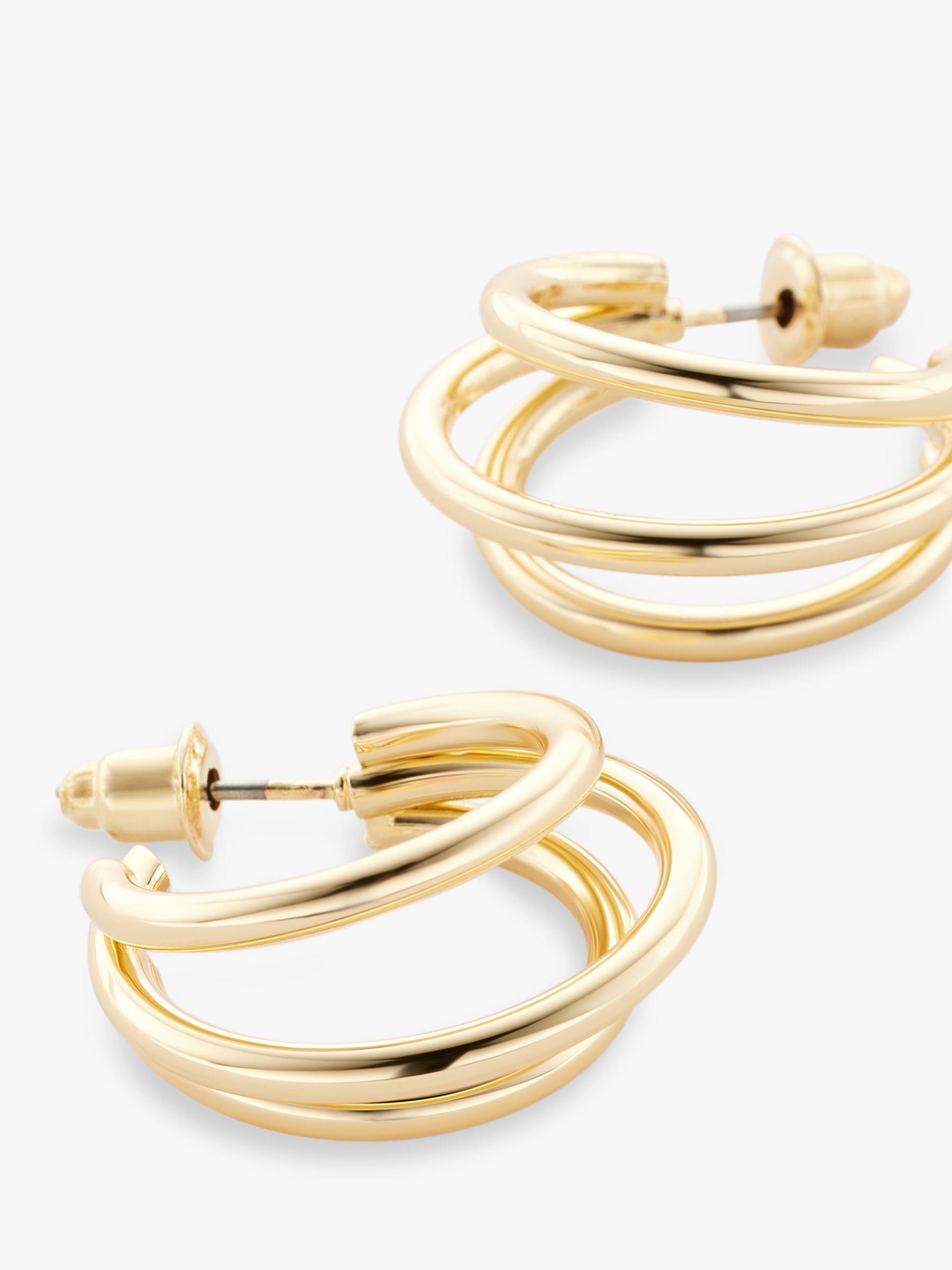 John Lewis Polished Triple Hoop Earrings, Gold at John Lewis & Partners