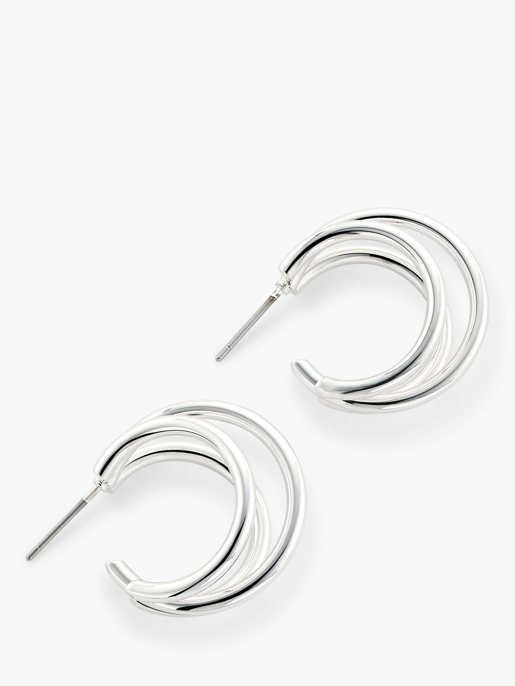 John Lewis Polished Triple Hoop Earrings, Silver at John Lewis & Partners