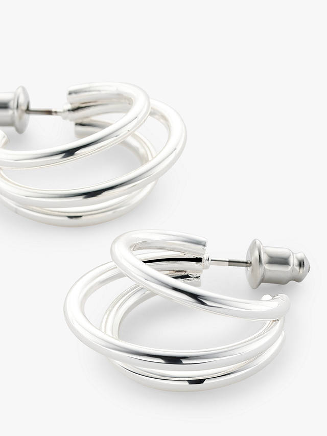 John Lewis Polished Triple Hoop Earrings, Silver