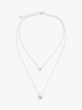 John Lewis Two Row Mini Droplet Layered Necklace, Silver