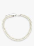 John Lewis Double Row Faux Pearl Necklace, Cream/Silver