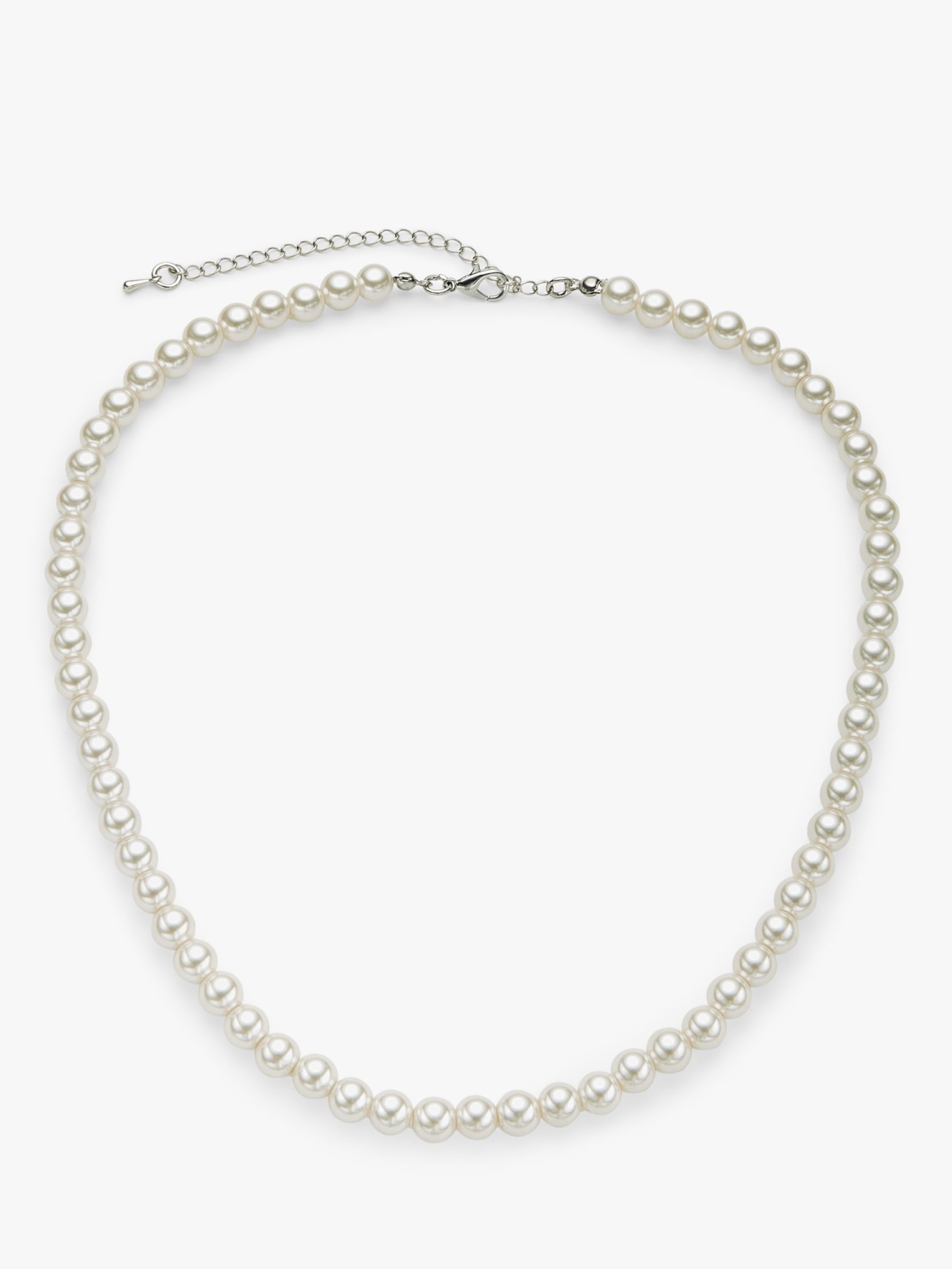 John Lewis Single Row Faux Pearl Necklace, Silver at John Lewis & Partners