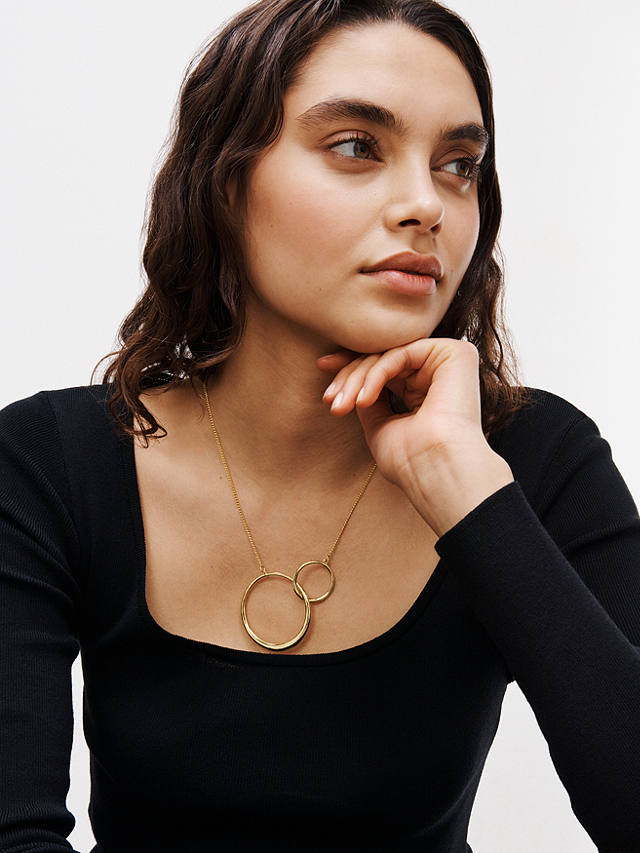 John Lewis Double Circle Linked Pendant Necklace, Gold 