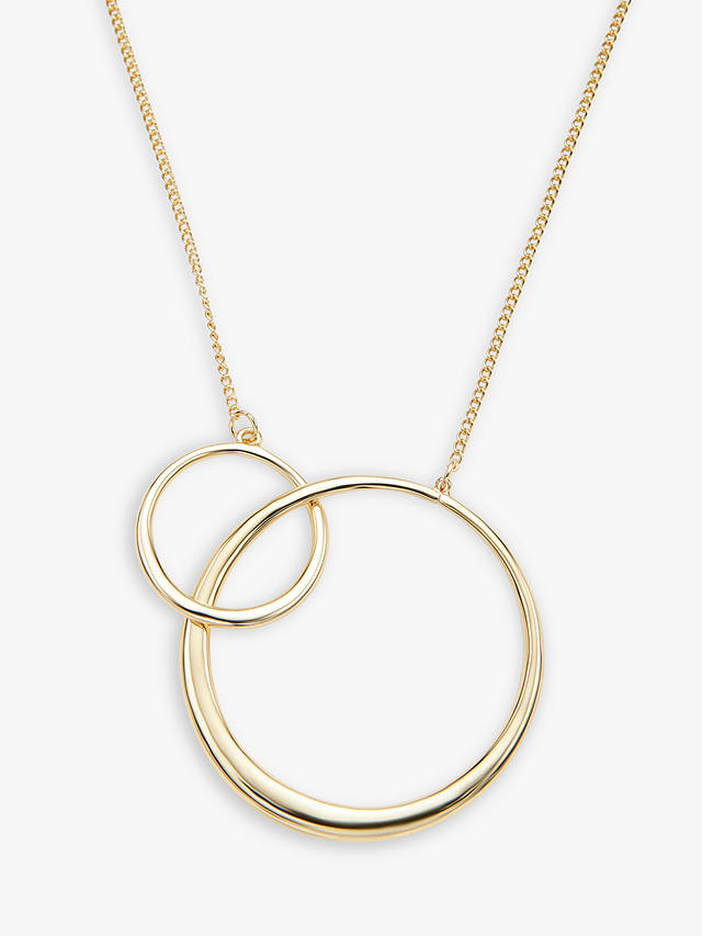 John Lewis Double Circle Linked Pendant Necklace, Gold 
