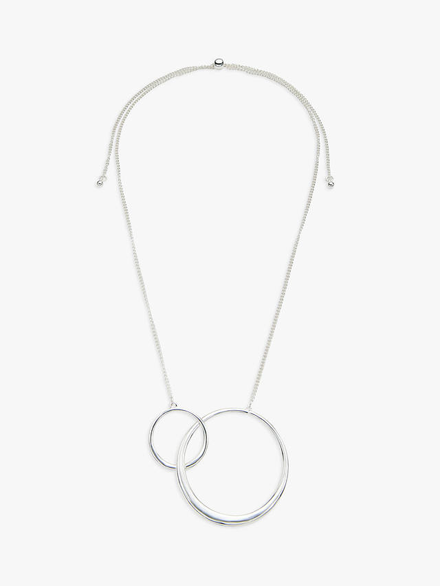 John Lewis Double Circle Linked Pendant Necklace, Silver