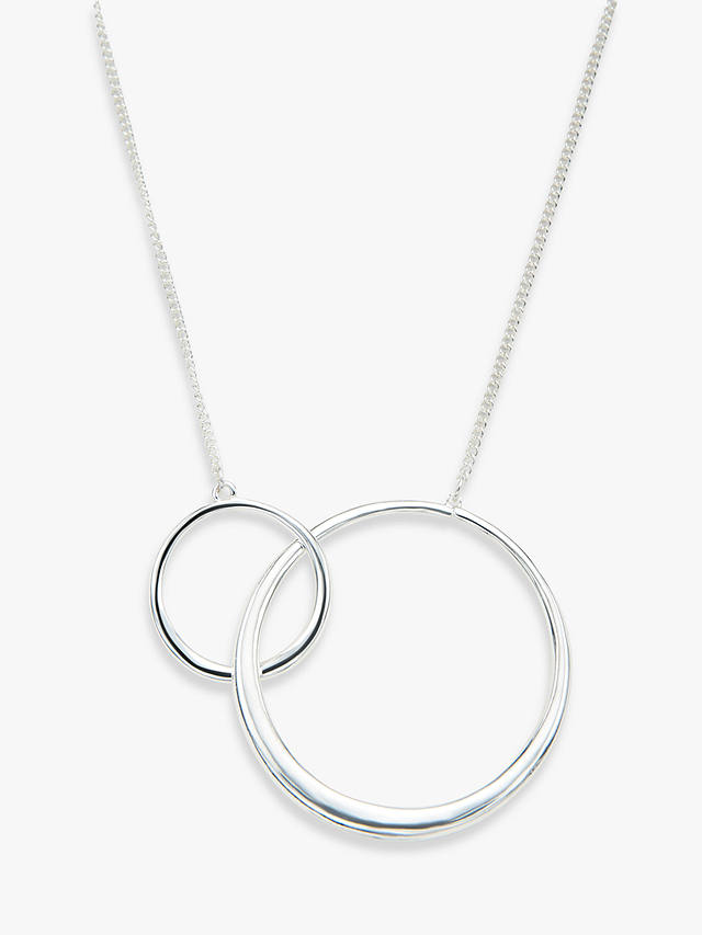 John Lewis Double Circle Linked Pendant Necklace, Silver