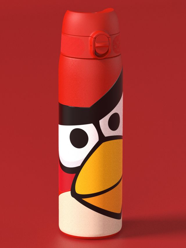 Ion8 Botella de agua Angry Birds a prueba de fugas, sin BPA, rojo pequeño,  12 onzas