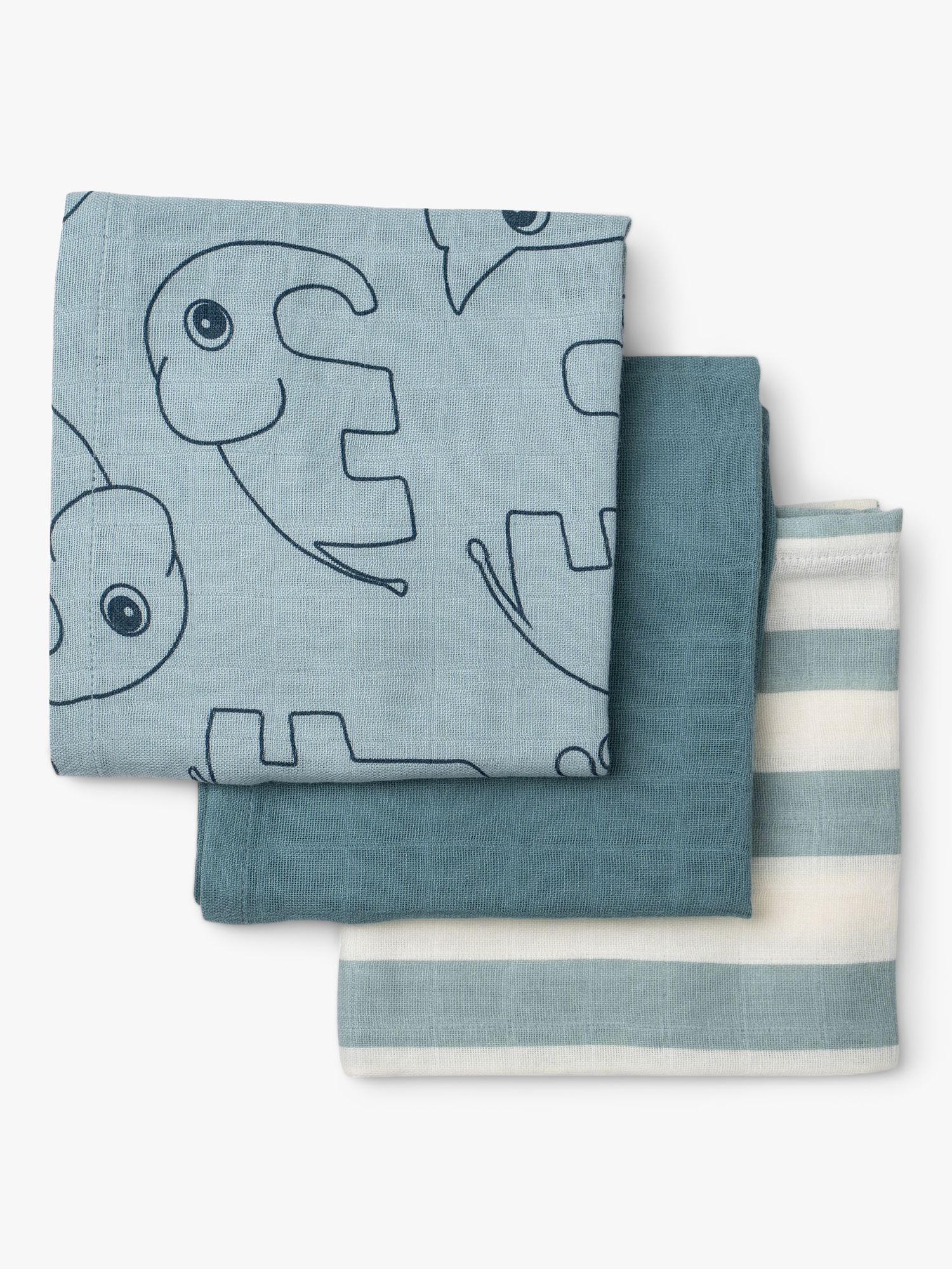 Done by Deer Deer Friends Muslin Burp Cloths, Pack of 3, Blue