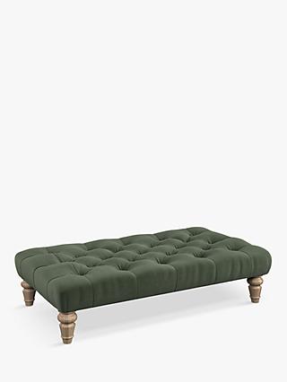 Lewis Range, Tetrad Lewis Cosy Club Large Buttoned Top Footstool, Chenille Deep Celadon