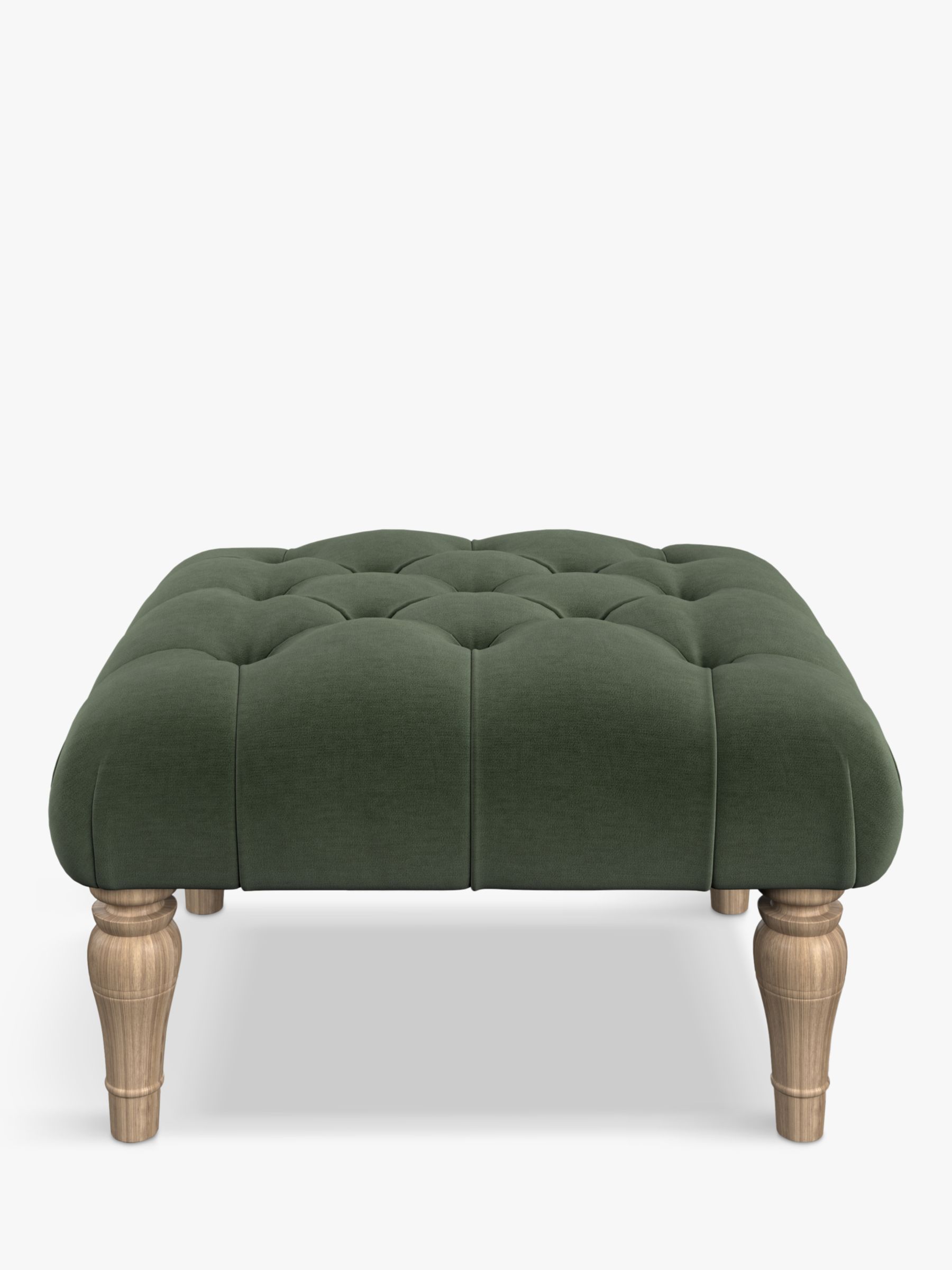 Skittle Range, Tetrad Cosy Club Skittle Button Detail Footstool, Light Leg, Chenille Deep Celadon