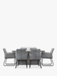 Gallery Direct Elba 6-Seater Garden Table & Chairs Set with Firepit, Charcoal