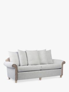 Desser Samford Rattan 3-Seater Sofa with Scatter Cushions, Pebble