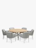 4 Seasons Outdoor Bernini 6-Seater Round Garden Dining Table & Chairs Set, FSC-Certified (Teak Wood), Frost Grey