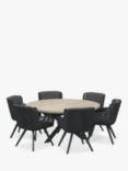4 Seasons Outdoor Flores 6-Seater Round Garden Dining Table & Chairs Set, Anthracite