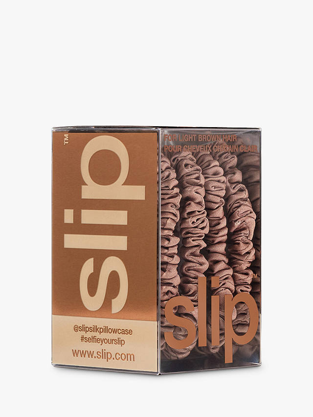 Slip® Pure Silk Skinny Scrunchies, Light Brown