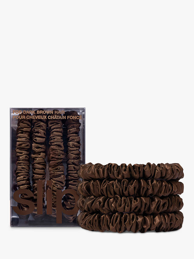 Slip® Pure Silk Skinny Scrunchies, Dark Brown