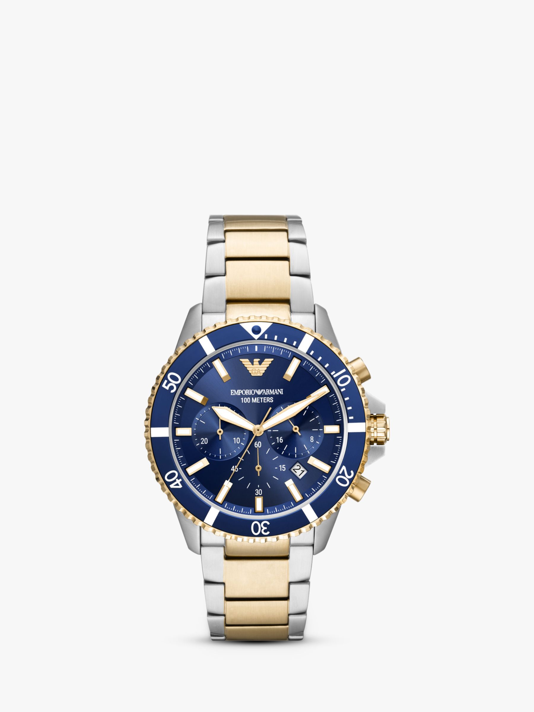 Buy Emporio Armani AR11362 Men's Chronograph Bracelet Strap Watch, Silver/Gold Online at johnlewis.com