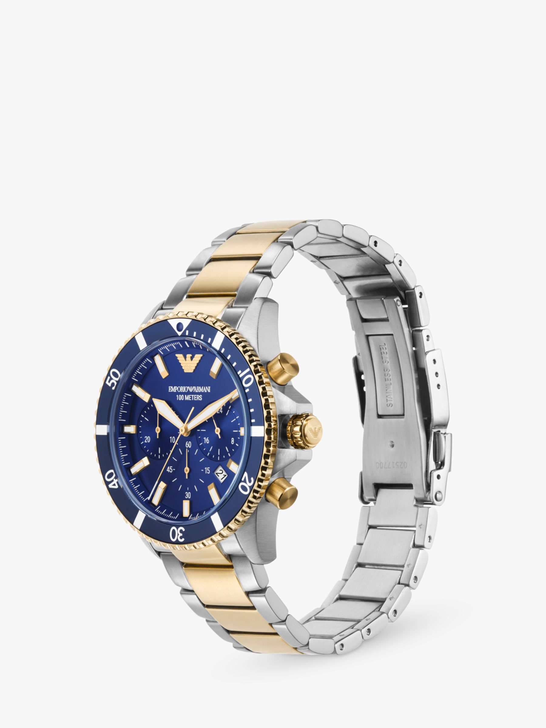 Buy Emporio Armani AR11362 Men's Chronograph Bracelet Strap Watch, Silver/Gold Online at johnlewis.com