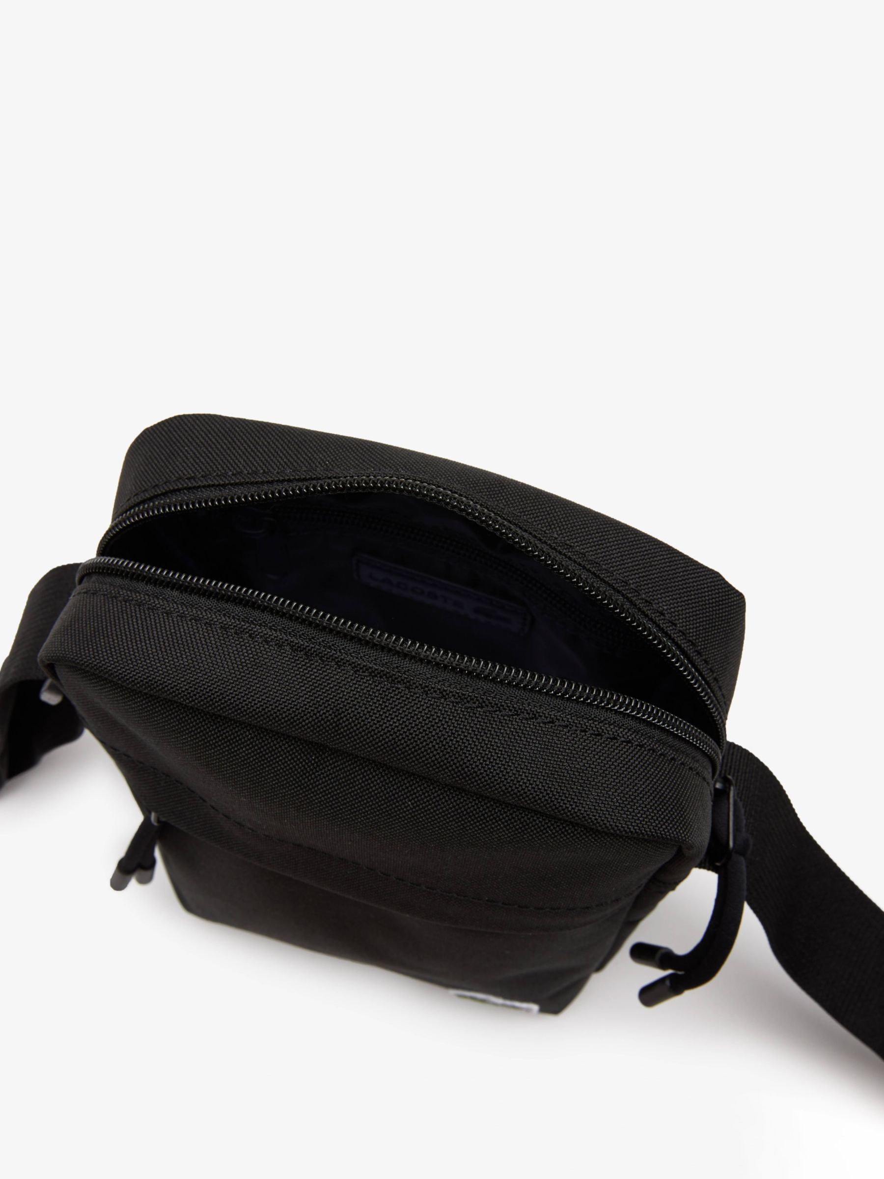 Lacoste Zip Cross Body Bag, Black at John Lewis & Partners