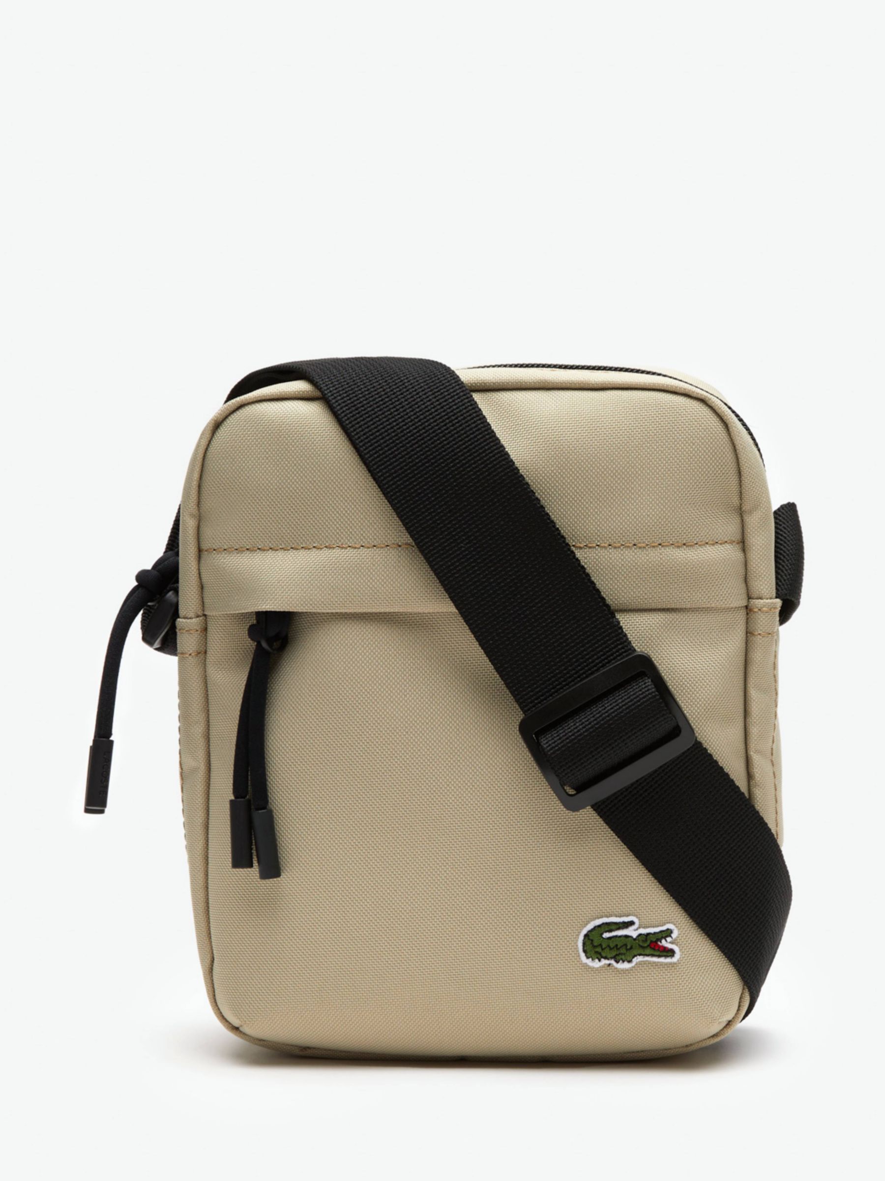 Lacoste: Beige Zip Crossover Messenger Bag