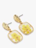 John Lewis Pressed Flower Drop Earrings, Yellow/Gold