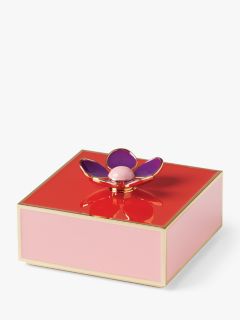 kate spade new york Floral Enamel Jewellery Keepsake Box, Red/Pink