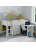 Stompa Classic Mid-sleeper Frame with Integrated Pull Out Desk & 3 Drawer Chest, White