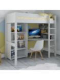 Stompa Classic Highsleeper Frame with Integrated Desk, Shelving and Bookcase, Single, White