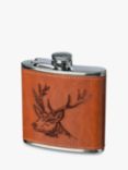 Selbrae House Stag Leather Hip Flask & Whisky Stones Gift Set