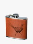 Selbrae House Pheasant Leather Hip Flask & Whisky Stones Gift Set