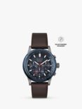BOSS Men's Solgrade Chronograph Leather Strap Watch, Brown/Blue 1514030