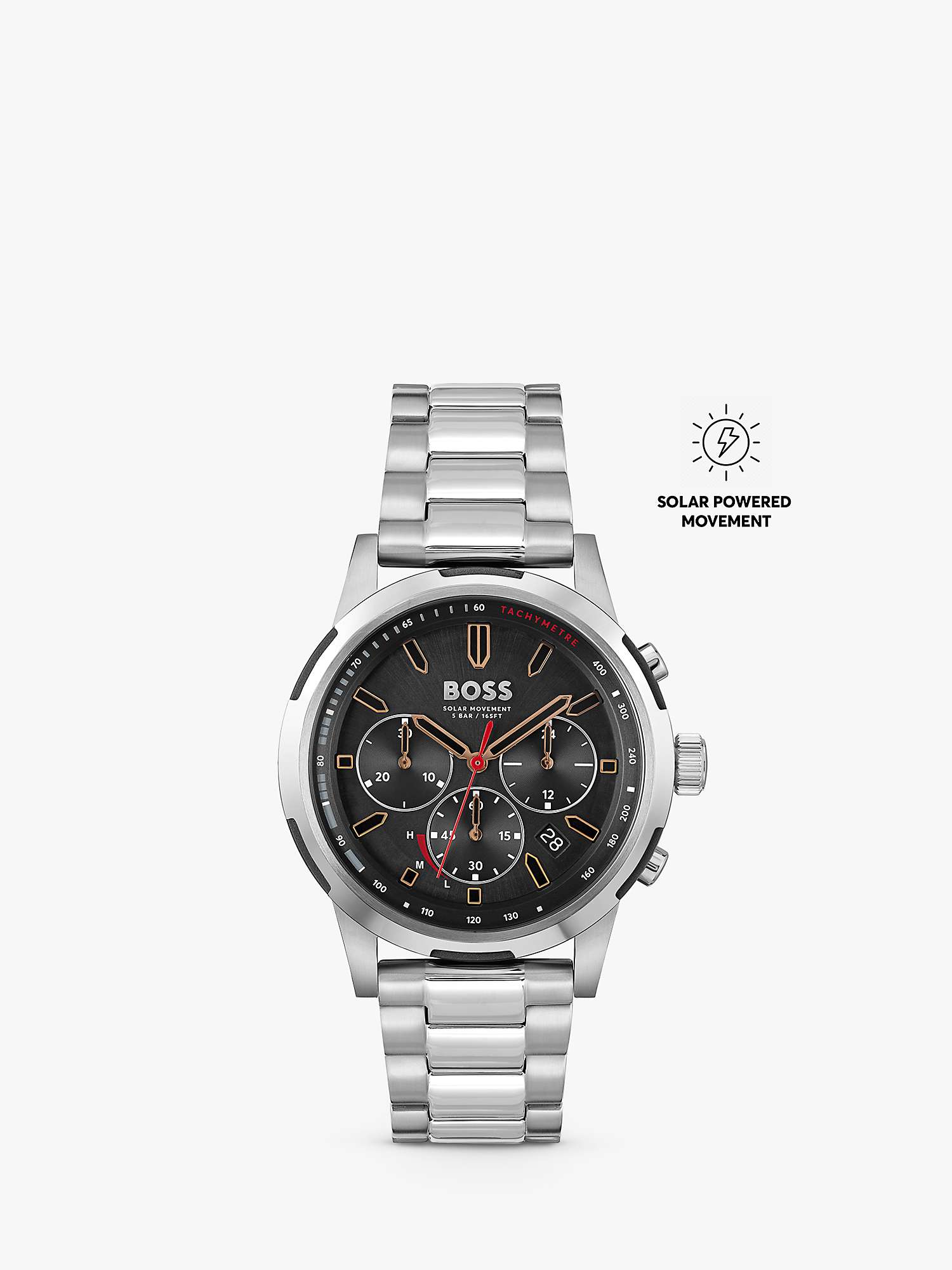 Buy BOSS Men's Solgrade Chronograph Bracelet Strap Watch, Silver/Black 1514032 Online at johnlewis.com