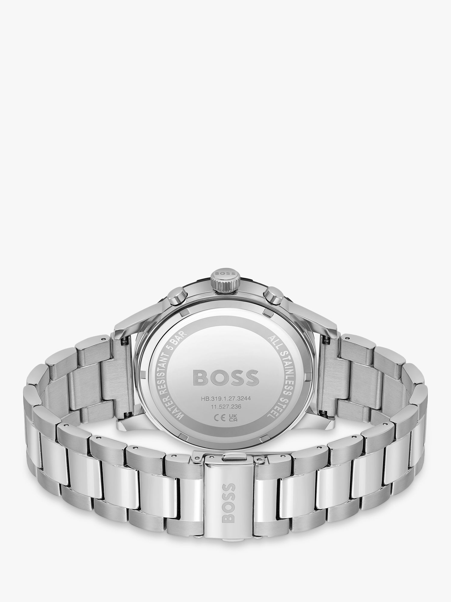 Buy BOSS Men's Solgrade Chronograph Bracelet Strap Watch, Silver/Black 1514032 Online at johnlewis.com