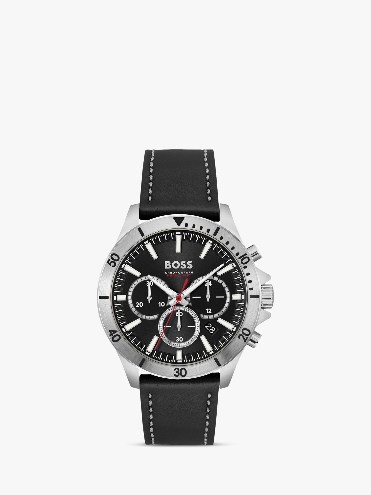 Buy BOSS Men's Troper Chronograph Leather Strap Watch, Black 1514055 Online at johnlewis.com