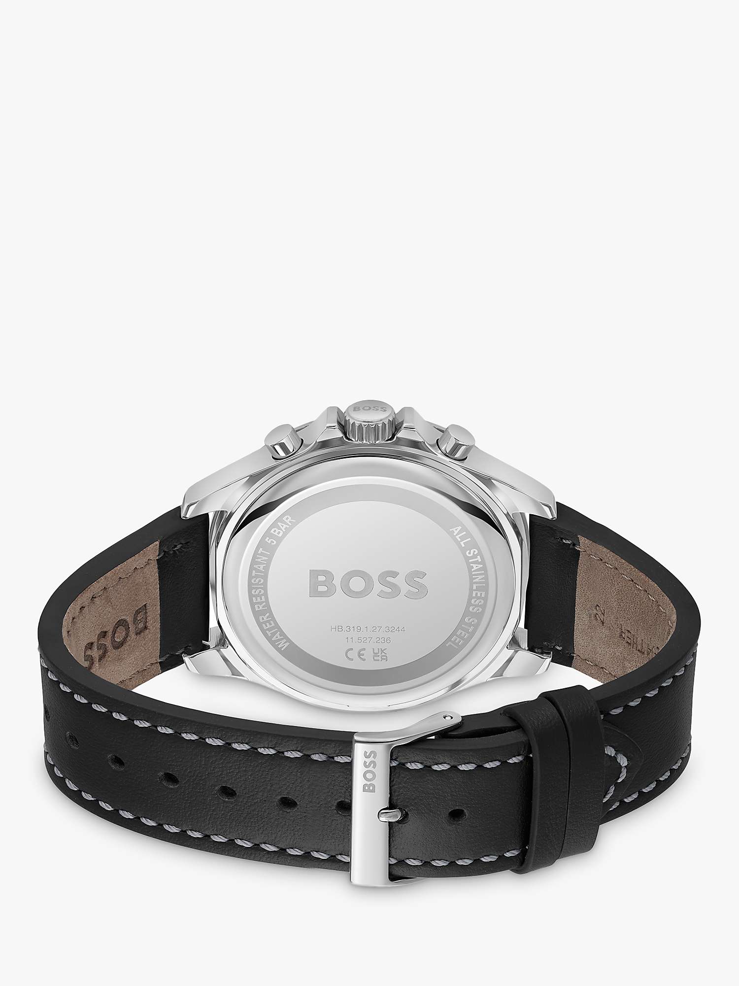 BOSS Men\'s Troper Chronograph Leather Strap Watch, Black 1514055 at John  Lewis & Partners