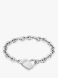BOSS Dinya Collection Monogram Lock Heart Chain Bracelet, Silver