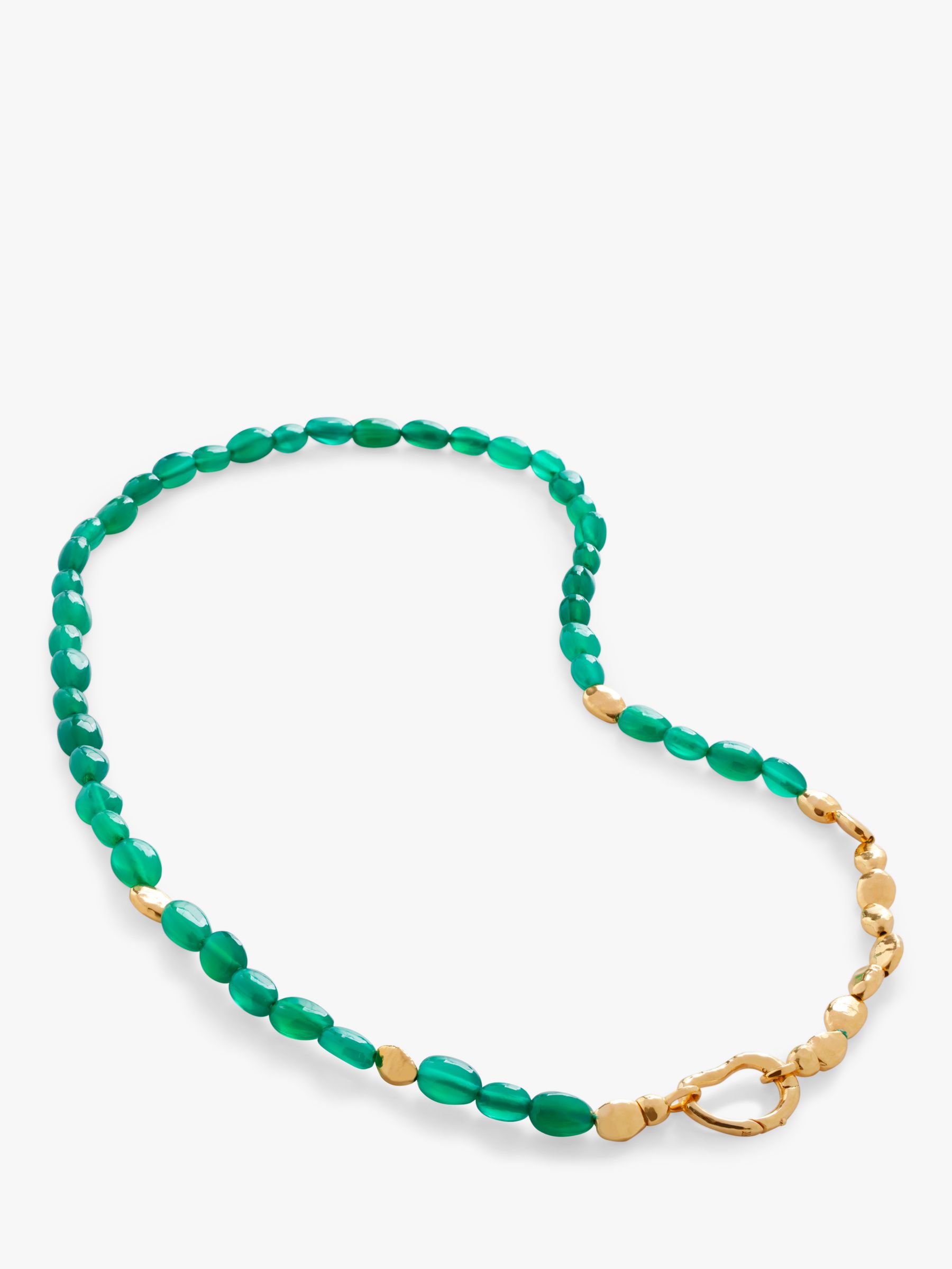 Monica Vinader Rio Beaded Mix Necklace, Gold/Green Onyx