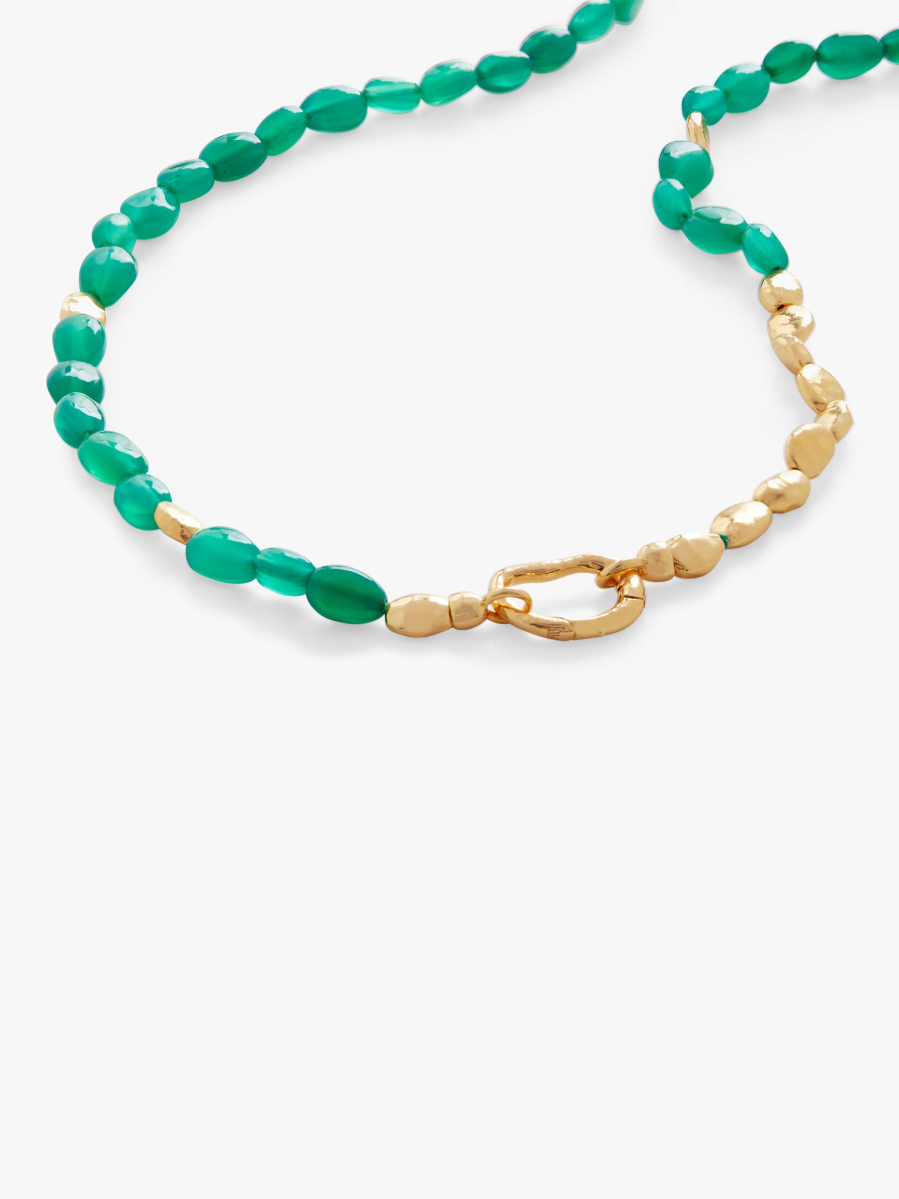 Monica Vinader Rio Beaded Mix Necklace, Gold/Green Onyx