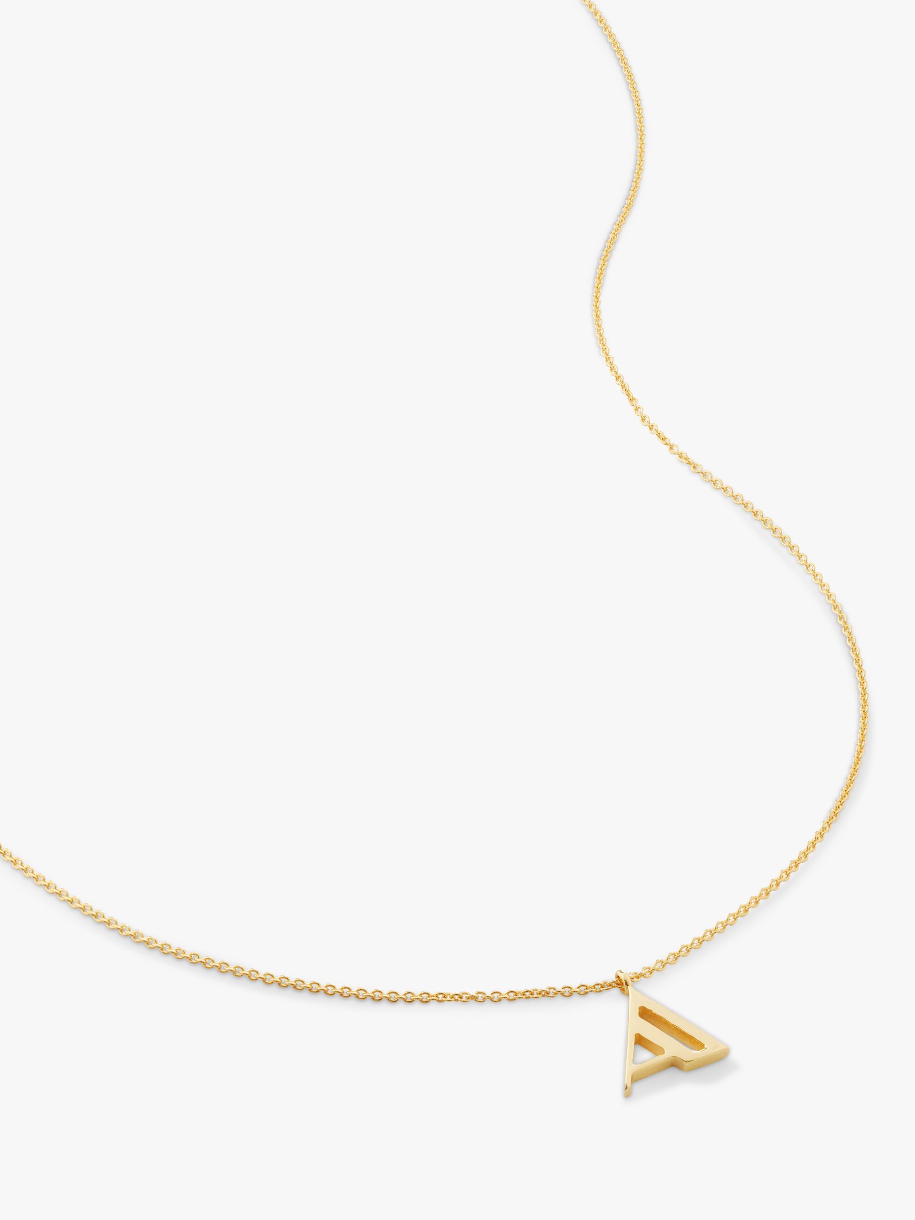 Monica Vinader Alphabet Pendant Necklace, Gold, A at John Lewis & Partners