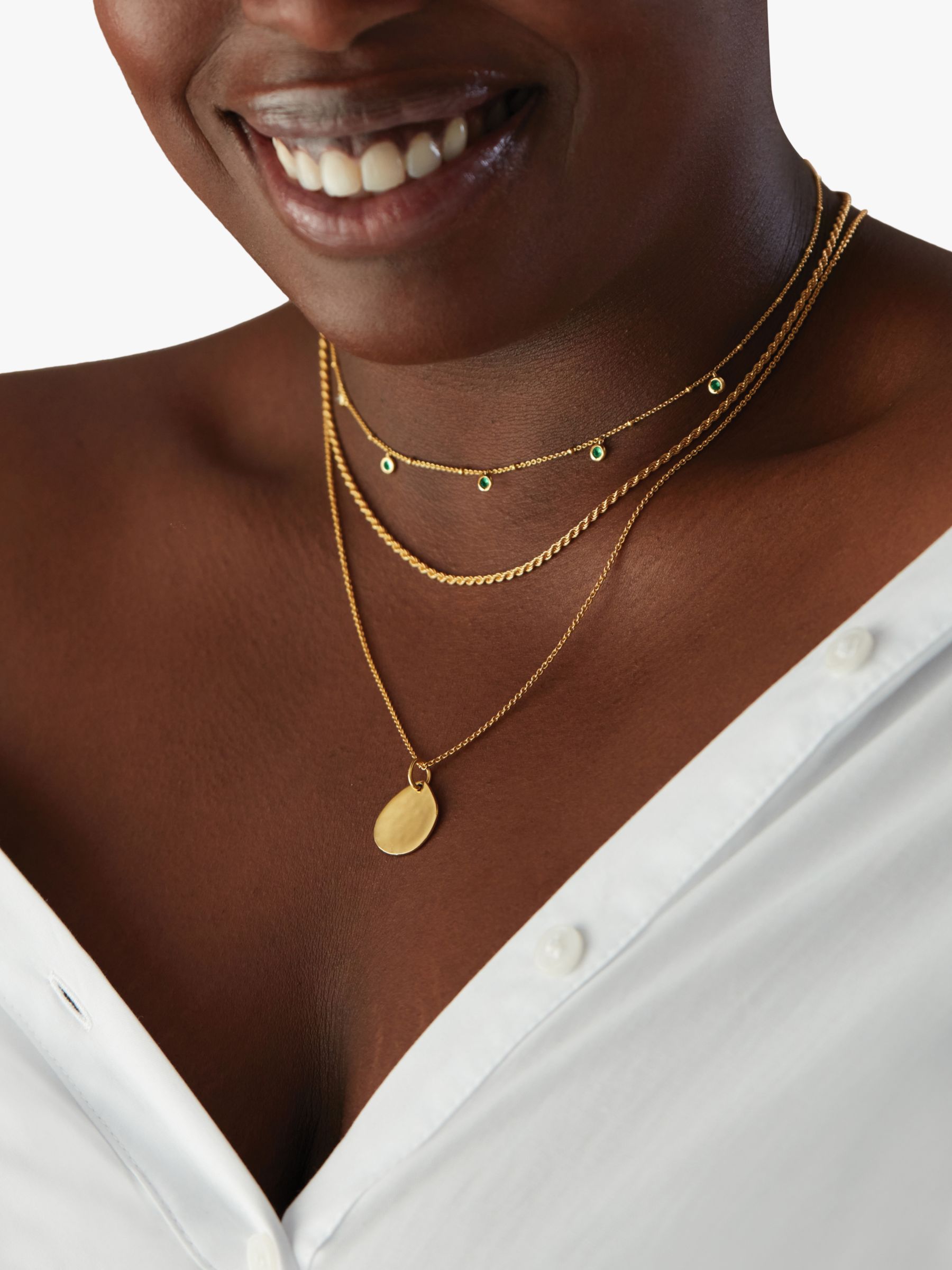 Buy Monica Vinader Onyx Choker Necklace, Gold/Green Online at johnlewis.com