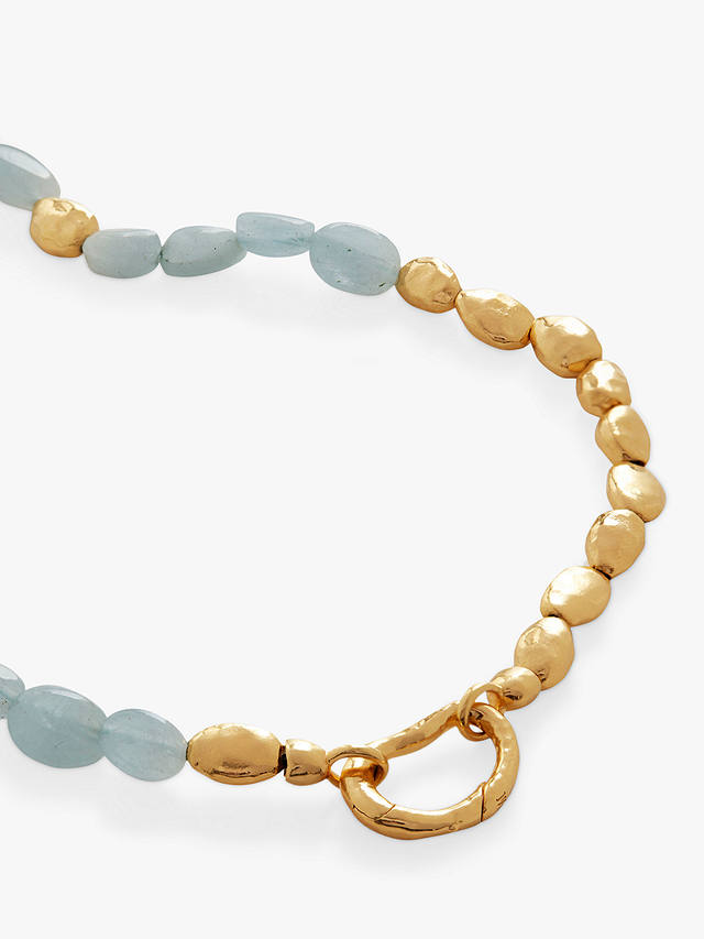 Monica Vinader Rio Beaded Mix Necklace, Gold/Aquamarine